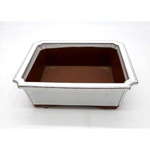 Vtg Napcoware Pottery Brown/White Glazed 8.5" Rectangle Footed Art Deco Planter